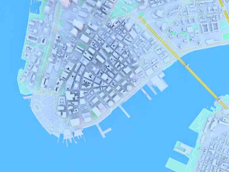 realistic map and 3D city rendering for cartography, architecture, urban planning and CAD software